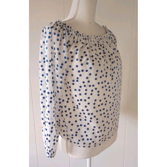 Lilly Pulitzer Lou Lou Off Shoulder Top Blouse Small White Blue Polka Dot Coast - Picture 4 of 9